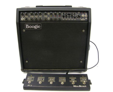 Mesa Boogie Mark IV guitar amplifier, made in USA, with Electro-Voice Black Shadow speaker, FU-3 foot switch and flight case