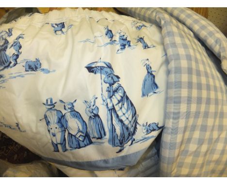 A set of Brunschwig & Fils "Bunny Business" cot curtains/drapes