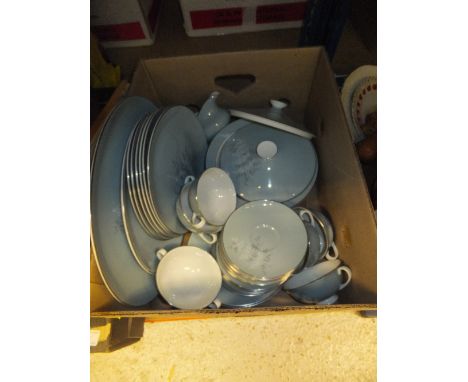 A collection of Royal Doulton "Forest Glade" pattern dinner wares to include two lidded tureens, two oval platters, dinner pl