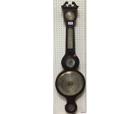 A 19th Century mahogany and inlaid barometer thermometer by J Schalfino, Taunton