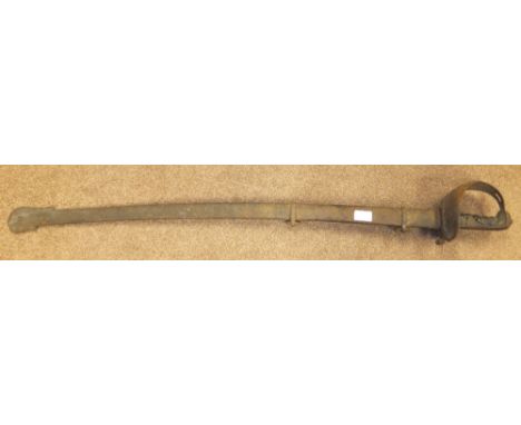 An 1821 pattern heavy cavalry trooper's sword, in metal scabbard CONDITION REPORTS Length of blade approx 95.5cm.  Very ruste