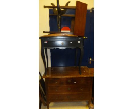 A modern painted single drawer side table in the Louis XV taste, an early 20th Century mahogany commode in the Louis XVI tast