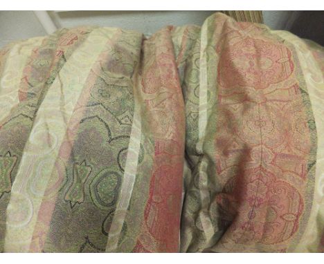 Two pairs of cotton paisley type design interlined curtains of green, cream and pink colouring CONDITION REPORTS Length appro