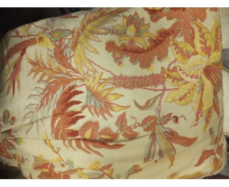Three pairs of Colefax & Fowler "Coromandel" pattern cotton interlined curtains, together with a red felt single curtain and 