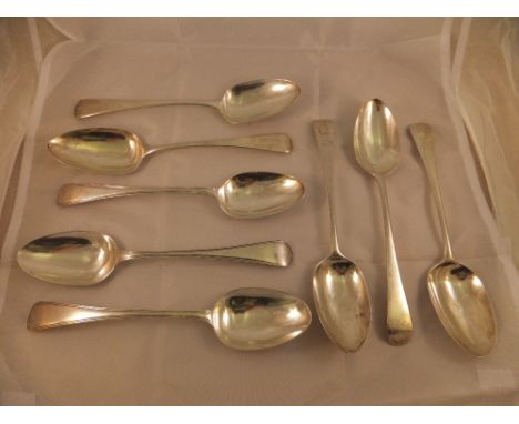 A collection of eight various 19th Century silver tablespoons