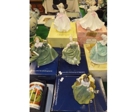 A large collection of decorative china wares and figurines to include Royal Doulton "Fleur", model No. HN 2368, Coalport Ladi