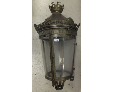 A French copper and brass cylindrical street lamp