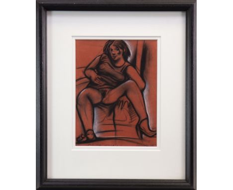 * PETER HOWSON OBE (SCOTTISH b 1958), FOR THE OFFICE charcoal on paper, signed 32cm x 24cm Mounted, framed and under glass