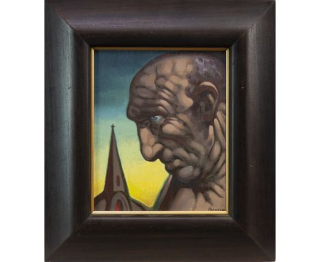 * PETER HOWSON OBE (SCOTTISH b 1958), SUNDAY SERVICE oil on canvas, signed 25cm x 22cm Framed