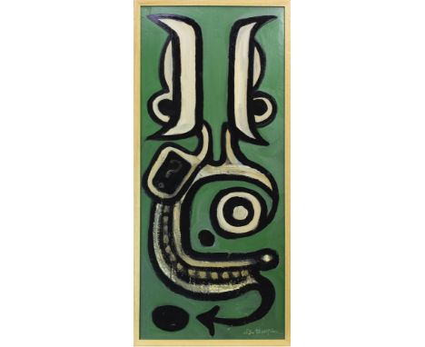 * ALLY THOMPSON (SCOTTISH 1955 - 2016), THE UNANSWERED QUESTION I enamel on wood panel, signed, further signed, titled and da
