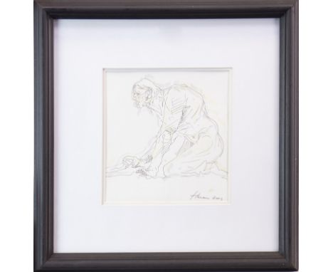 * PETER HOWSON (SCOTTISH b 1958), HAND OF HEAVEN mixed media, signed and dated 24cm x 22cm Mounted, framed and under glass