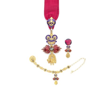 Austria,Order of the Golden Fleece, neck badge (9.6cm (top of suspension loop) x 5.4cm), in gold and enamel, consisting of a 