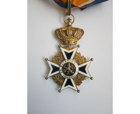 Netherlands,Order of Orange Nassau, Commander's neck badge, in silver-gilt and enamel. In fitted case of issue. Extremely fin