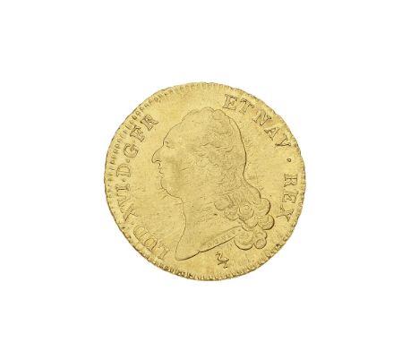 France,2 Louis D'Or, 1786A, bust of Louis XVI left, LUD.XVI.D.G.FR ET NAV. REX, R.Crowned arms of France and Navarre in shiel