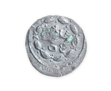 Judaea, AD 134-5,Bar Kochba Ar denarius 3.09g. Obv. Inscription within a wreath, R.Upright palm branch, inscription around. H