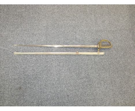 A George V period Rifle Officer's Sword,by Hawkes and Co. in nickel plated scabbard.  Some light rusting to the blade. (Lot)F