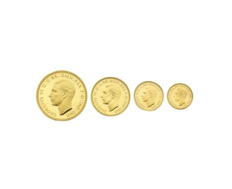 George VI, 1937-52,Proof Set, 1937, comprising Five Pounds, Two Pounds, Sovereign and Half Sovereign. In Royal Mint case of i