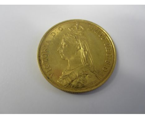 Victoria,Two Pounds, 1887, jubilee head left, R.St.George and the dragon, date in exergue (S.3865).  Light contact makes over