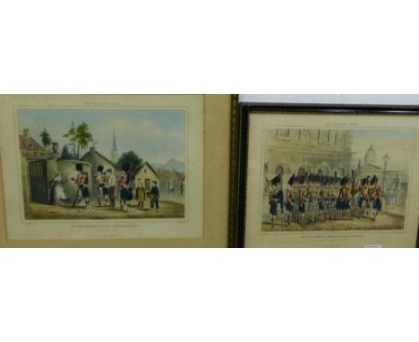 Two framed British Army coloured engraved prints of the 42nd Regiment (Royal Highlanders), to include Heavy Marching Order an