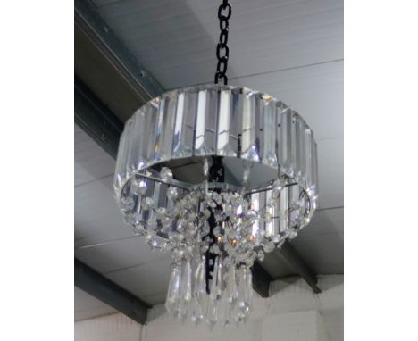 A set of three contemporary glass ceiling light / chandeliers, (3) 