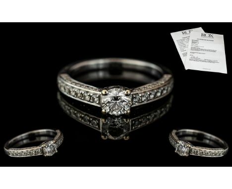 Rox -Diamond Ring Ladies 18ct White Gold Diamond Set Engagement Ring. Hallmarks for 750 - 18ct. Set with Brilliant Cut Diamon