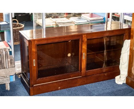 Grange Fruit Wood Glass Fronted Polished wood TV/Storage Cabinet, shelving to one side.  Two glass sliding doors.  Measures 5