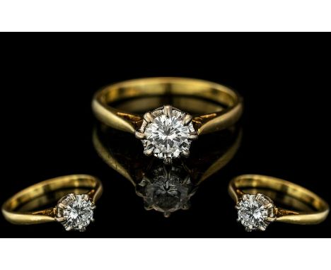 A Diamond Set Single Stone Ring. Consisting of a Round Brilliant Cut Diamond, Measuring 5.47mm - 5.49mm Diameter, Depth of 3.