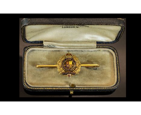 London Rifle Brigade 15ct Gold and Enamel Set Brooch/Medal - South Africa 1900 - 1902 Marked 15ct in Great Condition. Weight 