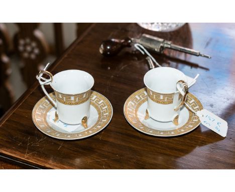 Pair of Gold Plated Coffee Cans &amp; Saucers.