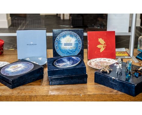 A Small collection of Pottery and Glass to include a collection of Christmas Cabinet plates, Royal Copenhagen and Wedgwood. W