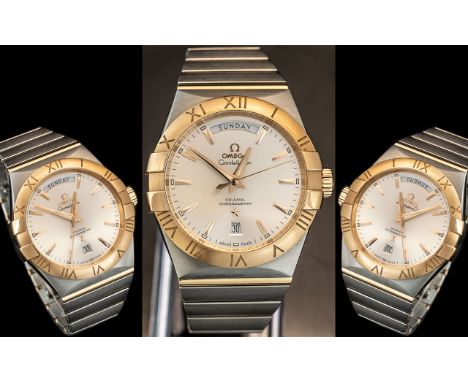 Omega Constellation Gents 18ct Gold and Steel Co-Axial Chronometer - Dress Wrist Watch, Model No 8602 Serial No 86505292. Sil