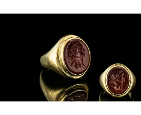 Georgian Period 18ct Gold Intaglio Cornelian Seal Ring of Oval Form. Excellent Seal, Not Marked but Tests High Ct Gold. Ring 