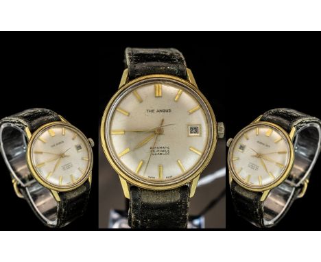 ' The Angus '- Gents Gold Plated Automatic 25 Jewels Incabloc Mechanical Wrist Watch, With Seconds Sweep, Just / Date Window 