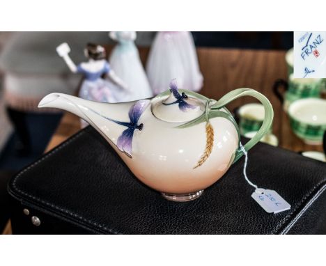 Franz Teapot Decorated with Dragonflies.