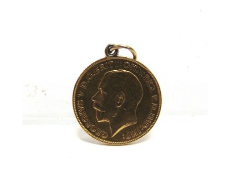 A 1912 HALF SOVEREIGN  with a soldered ring, 4.1g gross