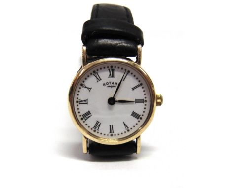 ROTARY, A LADY'S 9 CARAT GOLD WRISTWATCH on a strap