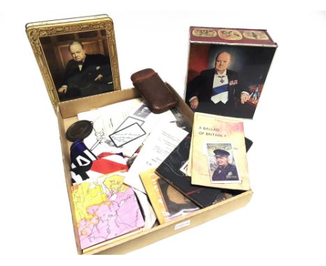 SIR WINSTON LEONARD SPENCER CHURCHILL (1874-1965) - ASSORTED MEMORABILIA  including a King of Diamonds playing card reputedly