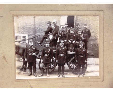 PHOTOGRAPHS - ASSORTED  comprising a fire service crew on and before a horse-drawn appliance, approximately 15cm x 20.5cm, mo