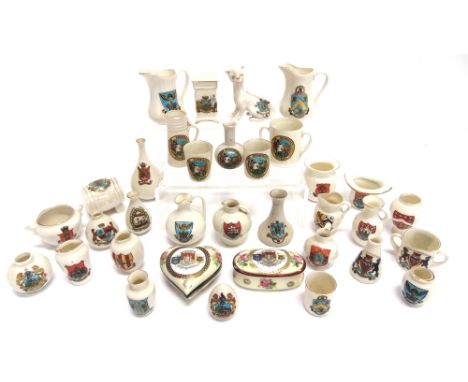 CRESTED CHINA - SOMERSET  Approximately thirty-four pieces, including an unmarked stove ('Street'); unmarked top hat ('Bridgw