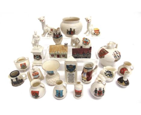 CRESTED CHINA - ASSORTED  Approximately twenty-two pieces, including a Goss 'Model of Manx Cottage', 63mm long; Willow Art Ch