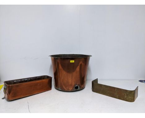A Victorian copper copper small brass fender, and a copper planter (A/F)LocationIf there is no condition report shown, please