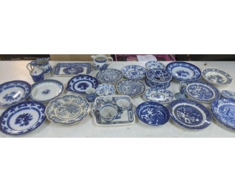 A mixed lot of blue and white ceramics to include Spode, Wedgwood and othersLocationIf there is no condition report shown, pl