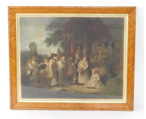 After George Morland (1763-1804). Children playing at soldiers, coloured engraving by G Keating, published by J R Smith, 31 K
