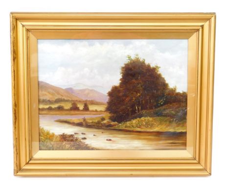 J R Ross (British, early 20thC). Valley of the Leder, oil on canvas, titled verso, signed, dated, 19.., 30cm x 40cm.