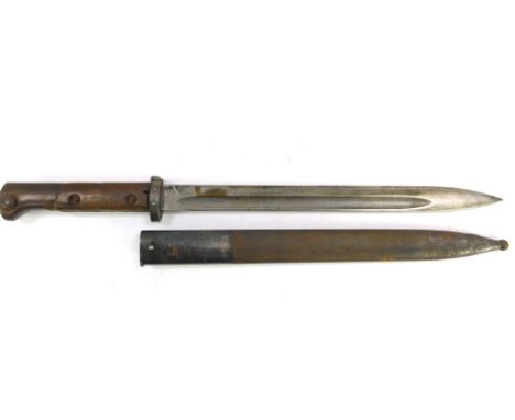 A Czech WWII E bayonet, with scabbard, 44cm L.