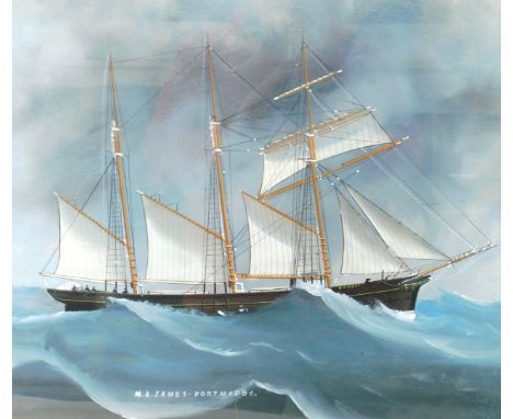 British School (early 20thC). The Schooner M A James, Porthmadog, gouache, titled, 40cm x 50cm.