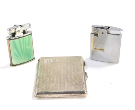 A George V silver cigarette case, with engine turned decoration, reserve monogram, and dedicated internally, Birmingham 1931,