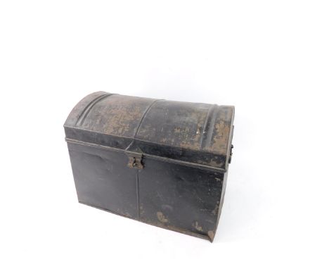 A Victorian domed military tin trunk, 38cm D, 46cm H.