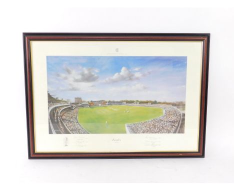After Jack Russell (late 20thC). Lord's, limited edition print 357/850, signed by Sir Colin Cowdrey, T G Evans, Lieutenant Co