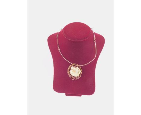 A 9ct rose gold and crystal pendant, on chain, 20.9g.